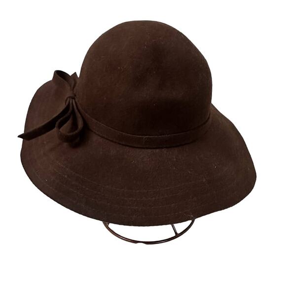 Brown Wool Felt Hat Floppy Brim Tie Women's Fedora Retro Sombrero Boho Chic - Picture 2 of 7